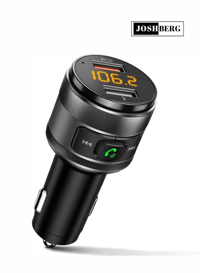 Joshberg Car Charge,Bluetooth 5.3 FM Transmitter for Car, 3.0 Wireless Bluetooth FM Radio Adapter Music Player FM Transmitter/Car Kit with Hands-Free Calling and 2 USB Ports Charger Support USB Drive - Image 1