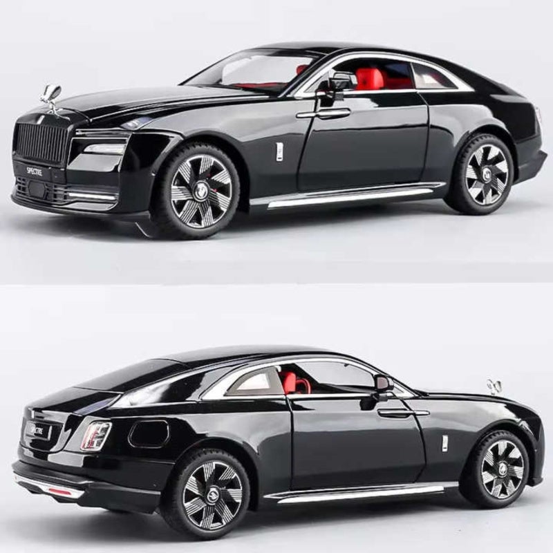 1:24 Spectre Alloy Luxy New Energy Car Diecast Model Vehicle Yellow Metal Replica with Sound Light - Functional Doors Rebound Shock Absorbers Miniature Car for Kids Collectors - Image 2