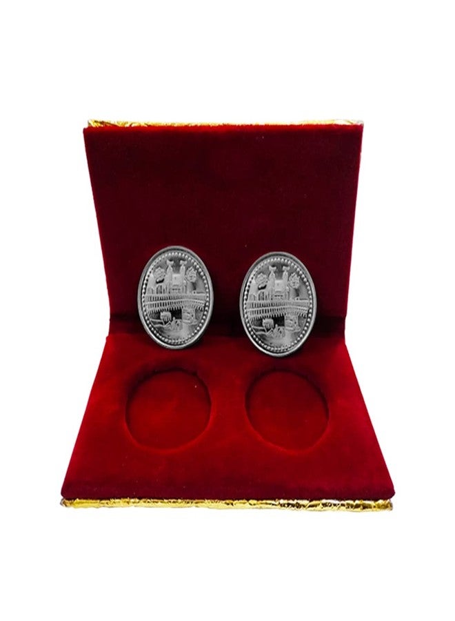 Nine10 German Silver/Silver Plated Coins of Kaba Macca Madina Allah Islamic 10 Grams with Velvet Gift case for Ramazaan Eid Mubarak Gift for Friends and Relatives.