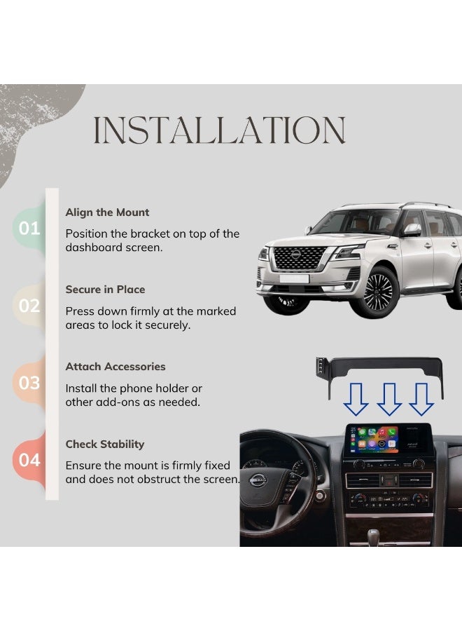  تي ار اكس اوتو حامل شاشة هاتف نيسان باترول 2023 - 2025 القابل للتعديل للتثبيت على لوحة القيادة - Image 5