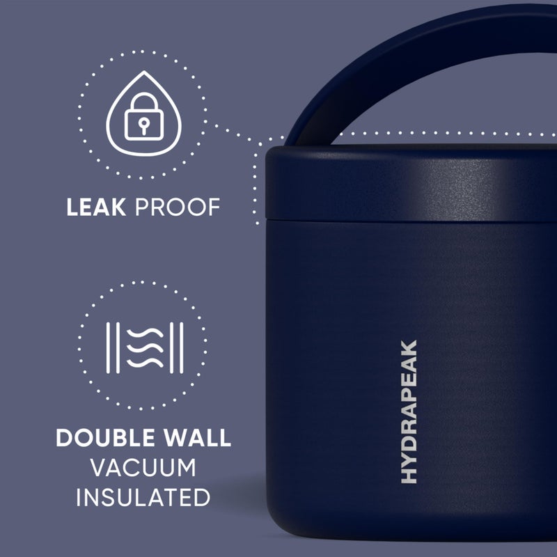 Hydrapeak 18oz Stainless Steel Vacuum Insulated Food Jar Kids for Hot and Cold Food, Wide Mouth Leak-Proof Soup Adults, 10 Hours 16 (Navy) (HP-Foodie18) - Image 3