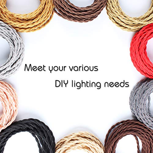 PRUNLLA 25ft Fabric Cloth Covered Lamp Twisted Wire,PRUNLLA Vintage 18/2 Industrial Electrical Cord,18-Gauge Antique Style for Retro Lamp,DIY Projects(Black&White Zigzag) - Image 5
