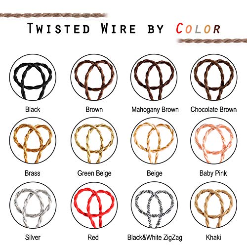 PRUNLLA 25ft Fabric Cloth Covered Lamp Twisted Wire,PRUNLLA Vintage 18/2 Industrial Electrical Cord,18-Gauge Antique Style for Retro Lamp,DIY Projects(Black&White Zigzag) - Image 4