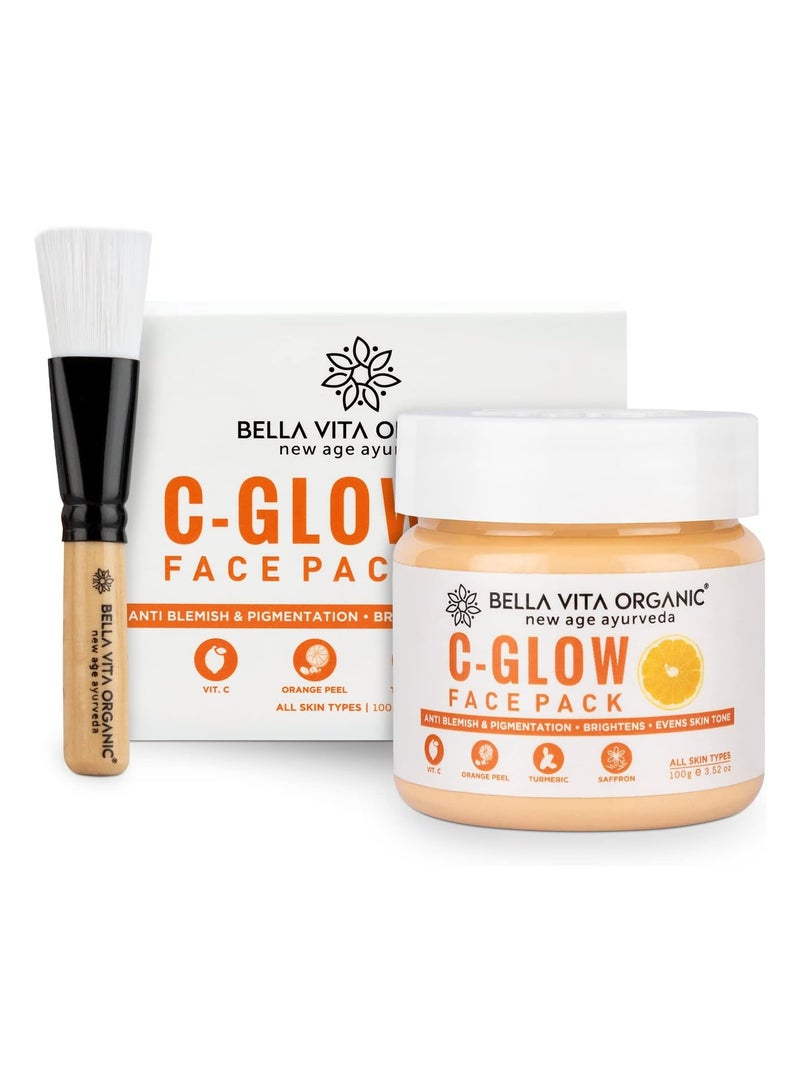 Bella Vita Organic C Glow Face Pack for Brightening, Dark Spots, Pigmentation and Tan Removal with Vitamin C, Turmeric Best for All Skin Types , 100 gm - Image 1