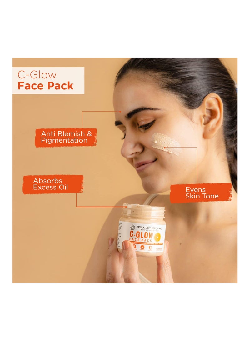 Bella Vita Organic C Glow Face Pack for Brightening, Dark Spots, Pigmentation and Tan Removal with Vitamin C, Turmeric Best for All Skin Types , 100 gm - Image 3