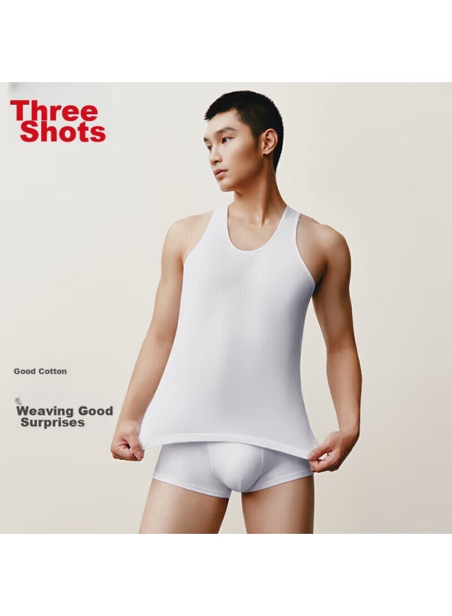 THREEGUN Sanqiang 100% Cotton Tank Top For Men, White Thin Sports Loose Undershirt, Undershirt - Image 5