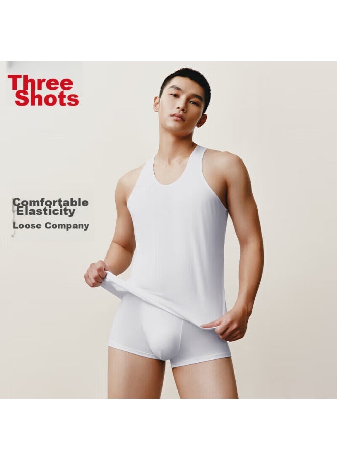 THREEGUN Sanqiang 100% Cotton Tank Top For Men, White Thin Sports Loose Undershirt, Undershirt - Image 2