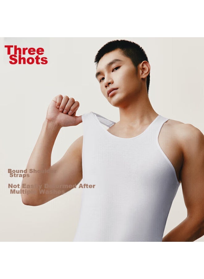 THREEGUN Sanqiang 100% Cotton Tank Top For Men, White Thin Sports Loose Undershirt, Undershirt - Image 4