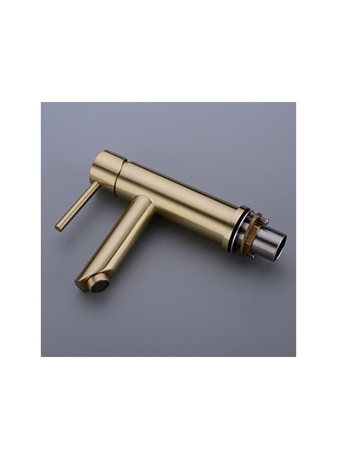 The Bros Brass Brushed Gold Single Lever Bathroom Basin Mixer Tap Sink Faucet,Short - Image 4