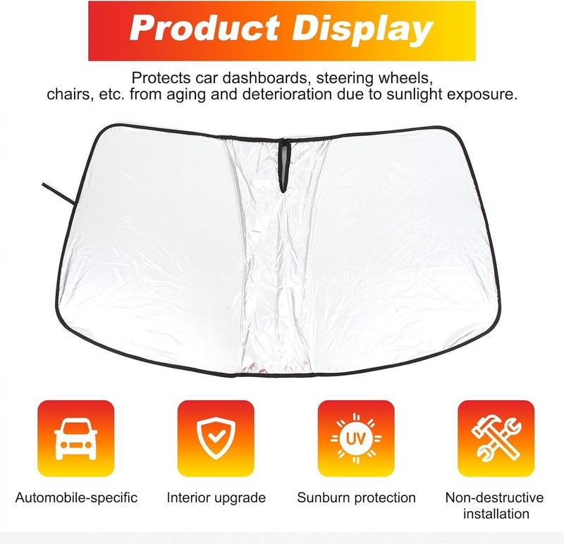 PIUGILH Car Windscreen Sun Shade for Volvo XC60 (2015-2024) - Foldable Sun Visor with Memory Spring Wire - Image 4