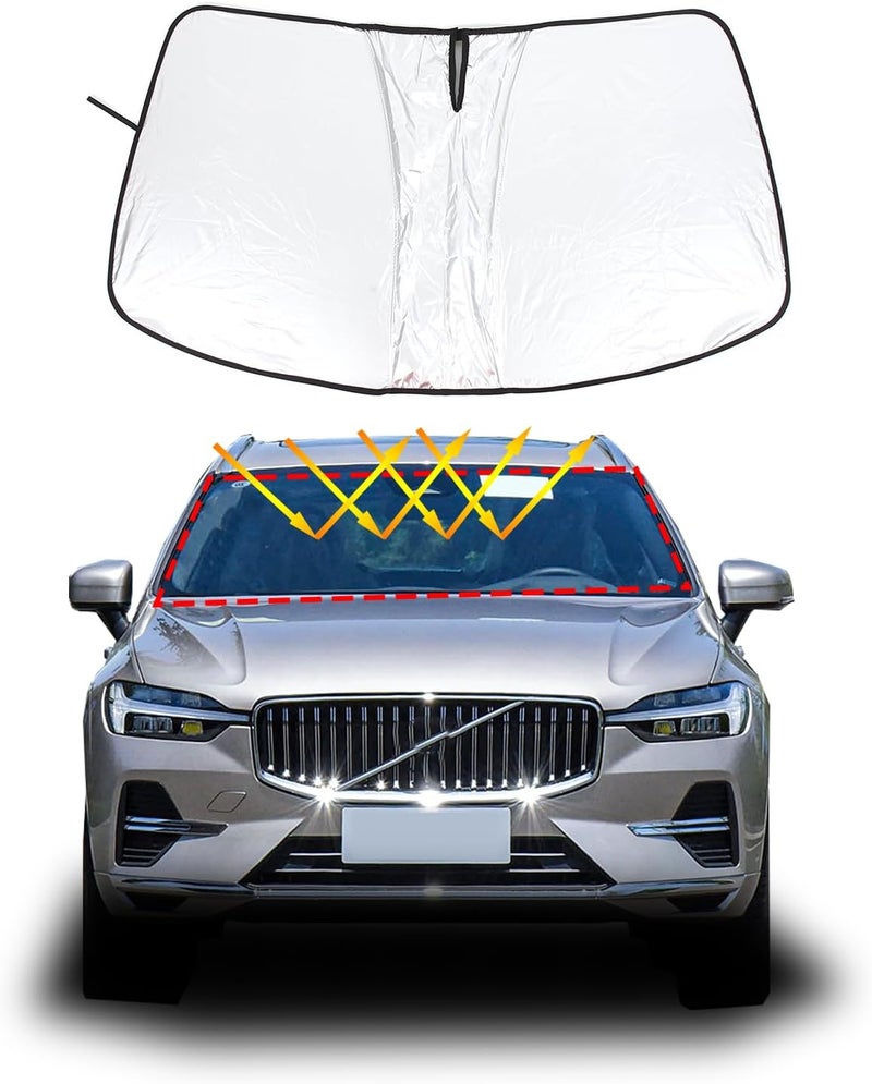 PIUGILH Car Windscreen Sun Shade for Volvo XC60 (2015-2024) - Foldable Sun Visor with Memory Spring Wire - Image 2