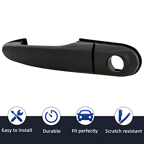 PLDDE 4pcs Exterior Door Handles Compatible with 2005 2006 2007 2008 2009 Hyundai Tucson 82650-2E000 82660-2E000 Front+Rear Left+Right Side Black Outside 05 06 07 08 09 - Image 3