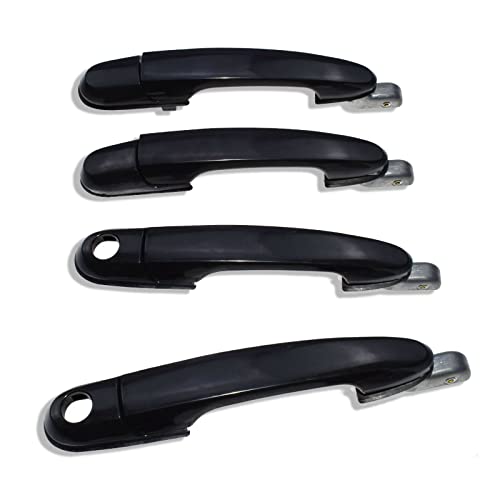 PLDDE 4pcs Exterior Door Handles Compatible with 2005 2006 2007 2008 2009 Hyundai Tucson 82650-2E000 82660-2E000 Front+Rear Left+Right Side Black Outside 05 06 07 08 09 - Image 1