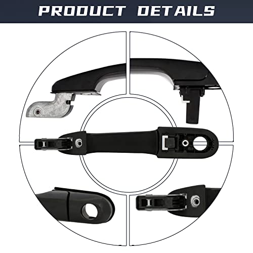 PLDDE 4pcs Exterior Door Handles Compatible with 2005 2006 2007 2008 2009 Hyundai Tucson 82650-2E000 82660-2E000 Front+Rear Left+Right Side Black Outside 05 06 07 08 09 - Image 4