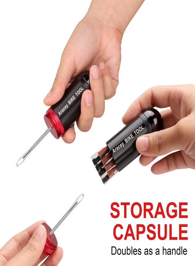 Aracey Tubeless Tire Repair Kit for MTB and Road Bicycle Tires, Combined Ream, Portable Capsule Appearance – Fix a Puncture or Flat,Includes Plugger Tool and Plugs - 20 Brown and 10 Black Strips - Image 3