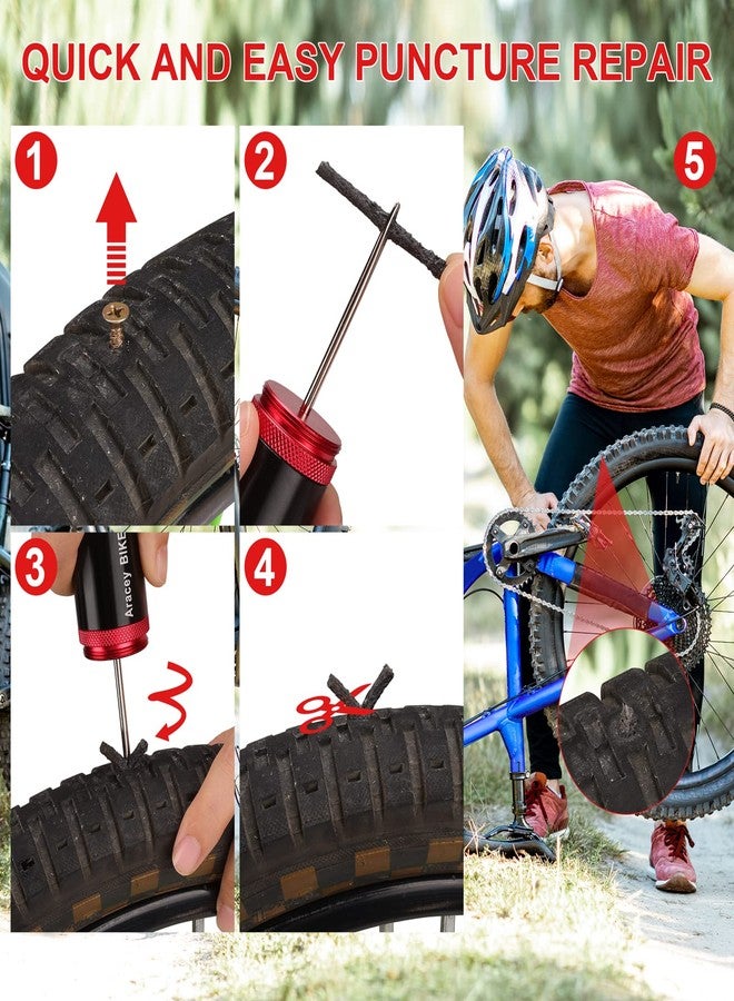 Aracey Tubeless Tire Repair Kit for MTB and Road Bicycle Tires, Combined Ream, Portable Capsule Appearance – Fix a Puncture or Flat,Includes Plugger Tool and Plugs - 20 Brown and 10 Black Strips - Image 5
