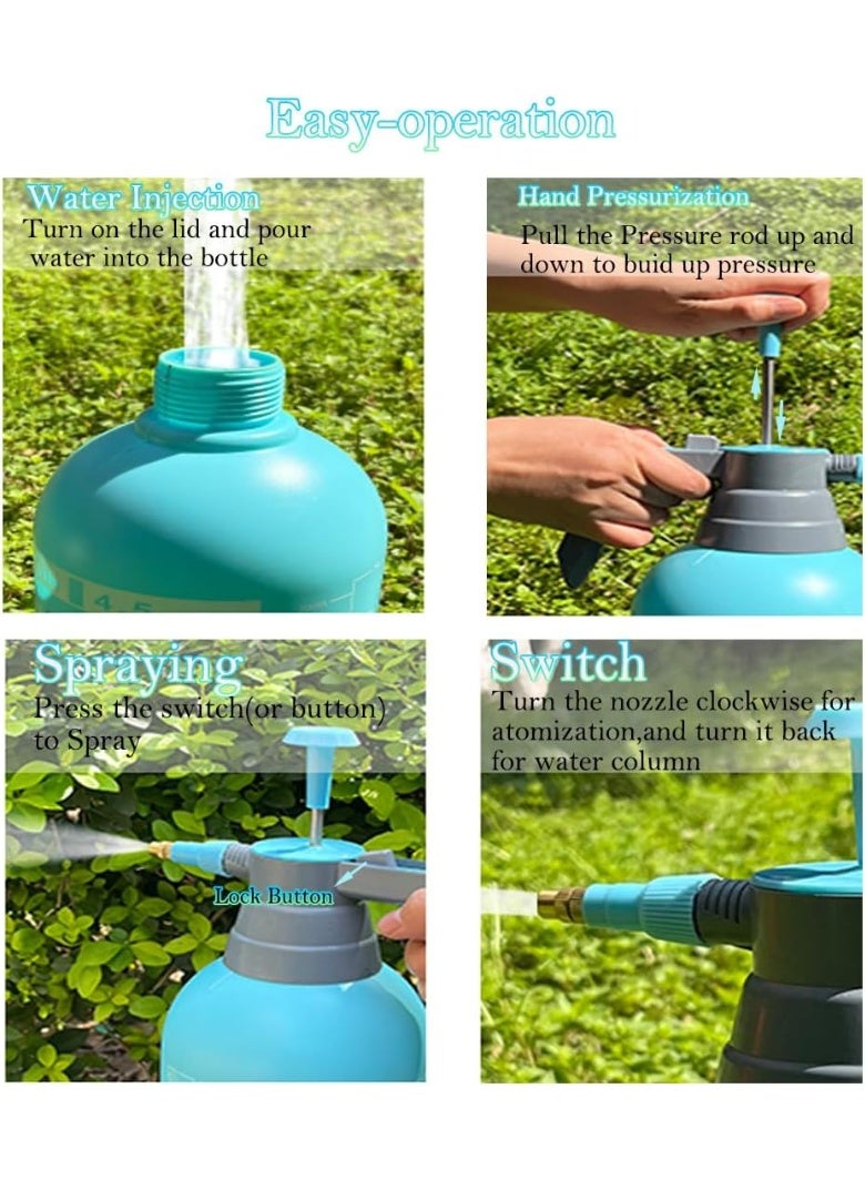 Garden Pressure Sprayer – 3-Liter Capacity, Hand Pump Operated, Multi-Purpose for Plant Watering. Features an adjustable nozzle for versatile spray patterns and a safety pressure release valve. Turquoise (Large). - Image 4