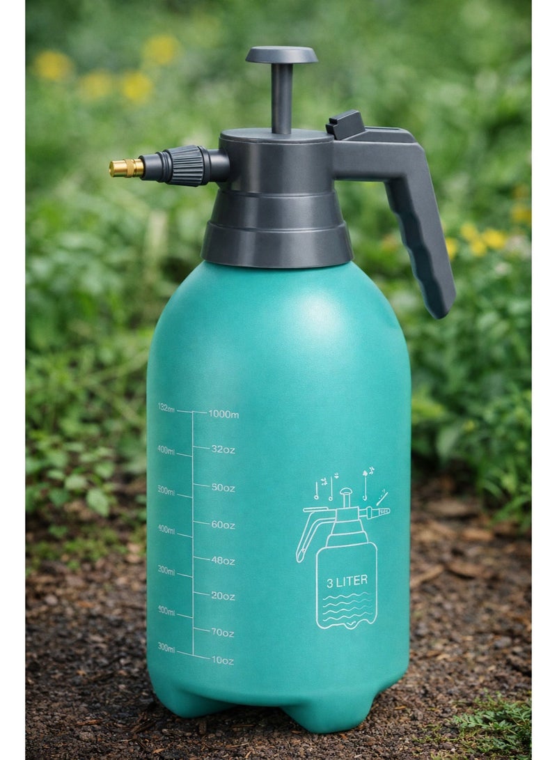 بخاخة مضخة للحديقة بسعة 3 لتر، تعمل بالضغط اليدوي، متعددة الاستخدامات لري النباتات. مزودة بفوهة قابلة للتعديل لتناسب احتياجات الري المختلفة، وتتميز بصمام أمان لتخفيف الضغط. (تركواز أكبر) - Image 1