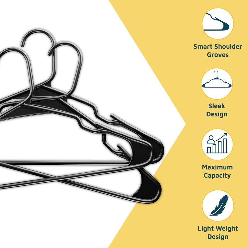 Lifemaster Plastic Clothes Hanger Set - 50 Pieces Versatile, Lightweight, Space-Saving, Non-Slip, Slim Designed, Dry and Wet Clothes Hanger Set - Black - Image 4