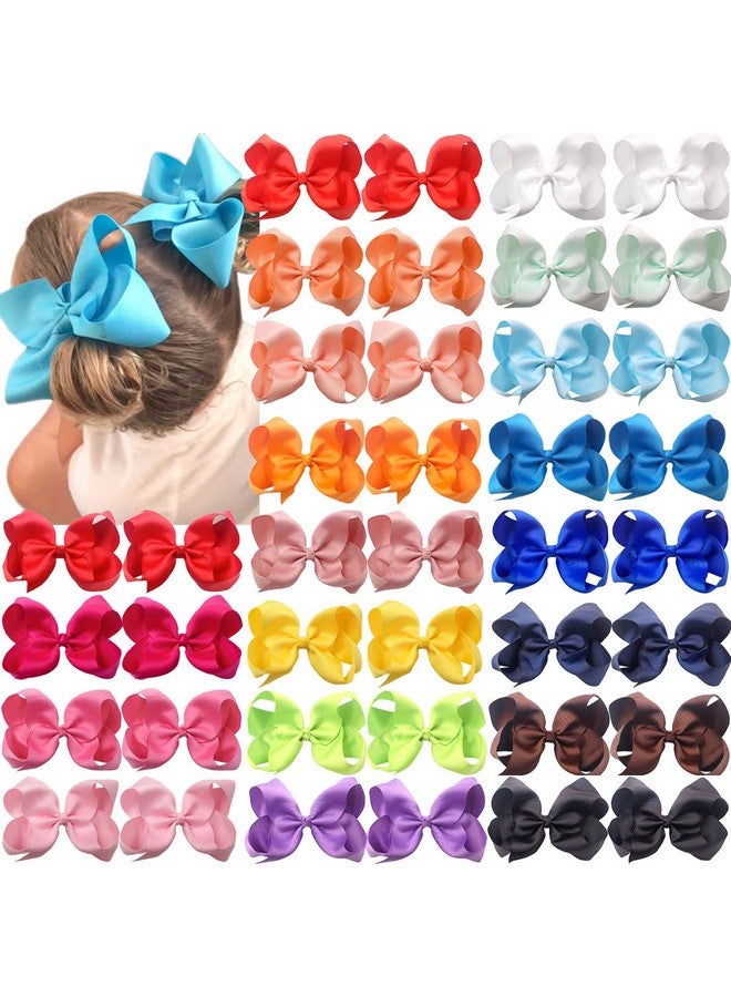 CELLOT Big Bows For Girls 40 Pcs Grosgrain Ribbon Boutique 6 Inch Hair Bow Alligator Clips For Girls Teens Toddlers Kids In Pairs - Image 1