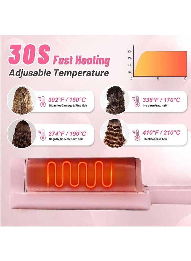 Beauenty Waver Curling Iron, 1.25 Inch 3 Barrel Negative Ion Curling Wand, 4 Adjustable Temperature, Hair Curler Tool for Wide Deep Waves (Pink-Upgrade)  - Image 2