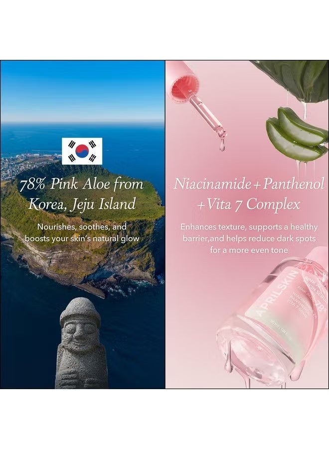 APRILSKIN Pink Aloe Mucin Serum 1.01 Fl.Oz (30Ml) Hydrating 78% Jeju Aloe Mucin Formula with Non-Sticky Finish for a Glass Glow Look, Korean Skincare - Image 2