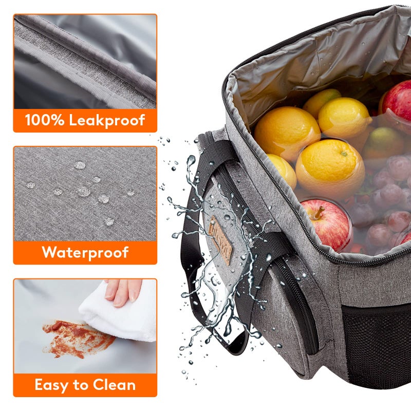 Lifewit Large Lunch Bag Insulated Lunch Box Soft Cooler Cooling Tote for Adult Men Women, Gray 24-Can (15L) - Image 4