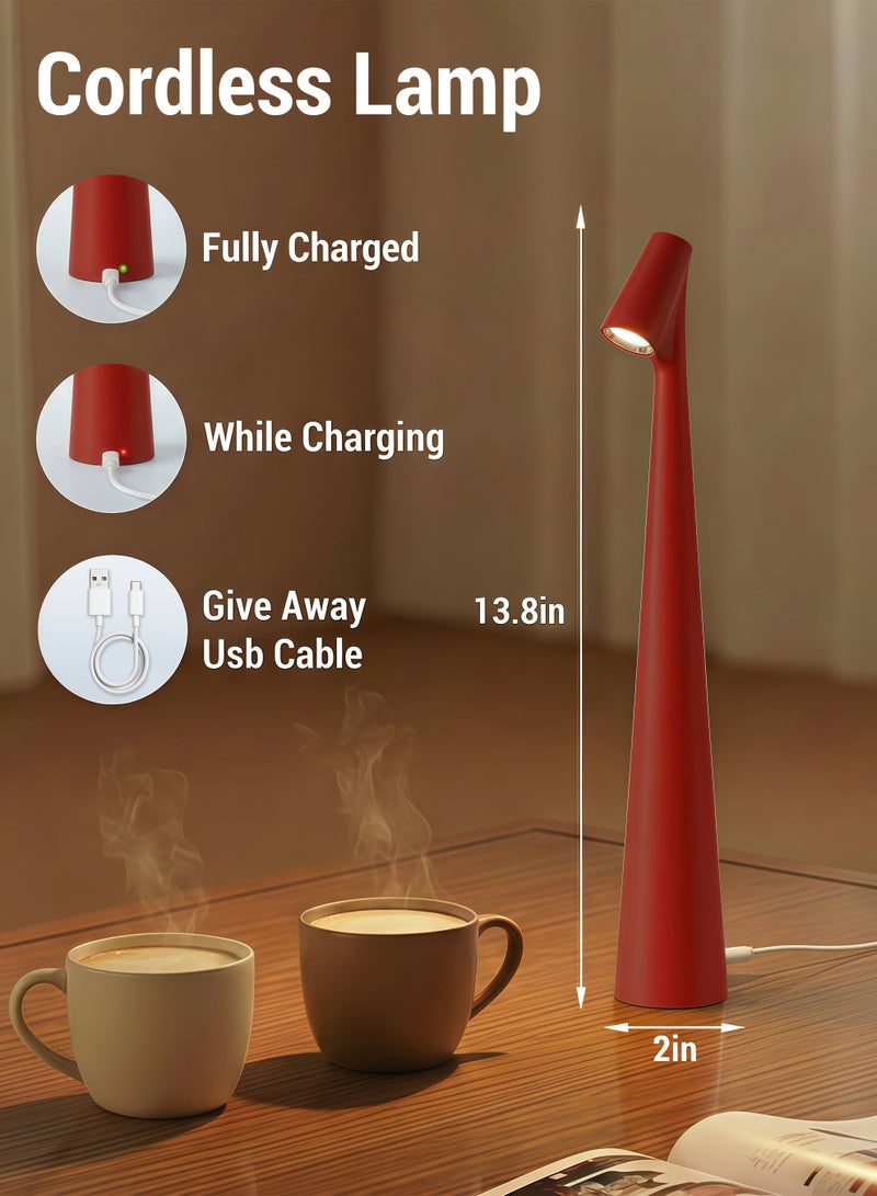 Portable LED Desk Lamp with Touch Sensor, 3-Level Brightness Desk Lamp, 180° Rotatable Head, Touch-Controlled Rechargeable Lamp, Night Light, Bedside Lamp, Dining Room Light (Red) - Image 4