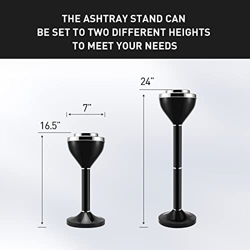 Anfrere Standing Ashtray Outdoor for Patio, Large & Tall Outside Ash Tray for Cigarette Butt Receptacle Disposal, Commercial Metal Smokers Cigar Ashtrays Container with Lid, Polished Black, B01BK - Image 3