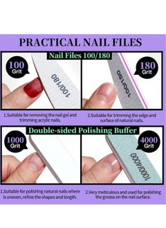 General Manicure and Pedicure Tools Kit, Nail Files 100/180, Nail Buffer Block, Nail Cuticle Nippers, Cuticle Pusher, Cuticle Peeler, Nail Lifter for Ingrown Toenails, Toenail File, Purple  - Image 2