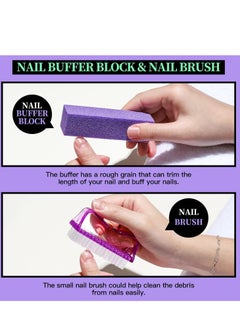 General Manicure and Pedicure Tools Kit, Nail Files 100/180, Nail Buffer Block, Nail Cuticle Nippers, Cuticle Pusher, Cuticle Peeler, Nail Lifter for Ingrown Toenails, Toenail File, Purple  - Image 3