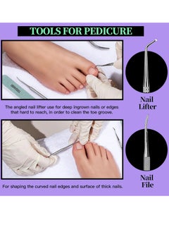 General Manicure and Pedicure Tools Kit, Nail Files 100/180, Nail Buffer Block, Nail Cuticle Nippers, Cuticle Pusher, Cuticle Peeler, Nail Lifter for Ingrown Toenails, Toenail File, Purple  - Image 5