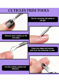 General Manicure and Pedicure Tools Kit, Nail Files 100/180, Nail Buffer Block, Nail Cuticle Nippers, Cuticle Pusher, Cuticle Peeler, Nail Lifter for Ingrown Toenails, Toenail File, Purple  - Image 4