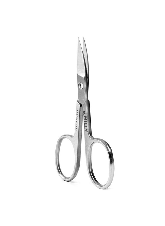 By MILLY - High Carbon Stainless Steel Professional Nail Scissors Manicure Scissors Razor Sharp Curved Blade Nail Scissors For Women 100% Stainless Steel Beauty Scissors For Nails (Silver) - Image 1