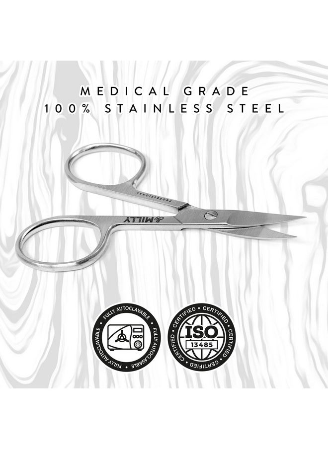 By MILLY - High Carbon Stainless Steel Professional Nail Scissors Manicure Scissors Razor Sharp Curved Blade Nail Scissors For Women 100% Stainless Steel Beauty Scissors For Nails (Silver) - Image 1