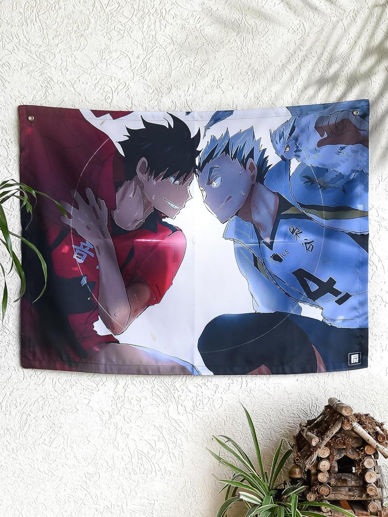 FADDY NATIVE FADDY NATIVE Haikyuu Anime Inspired Tapestry Anime Theme Backdrop For Wall Hanging Home Decor Bedroom Living Room Nekoma vs Fukurodani 90L x 70W cm 