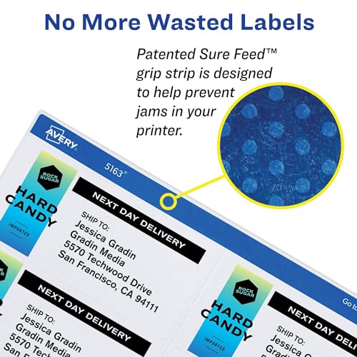 Avery White Shipping Labels for Laser Printers with TrueBlock Technology 3 1/3 Inch x 4 Inch, Box of 600 (5164) - Image 2