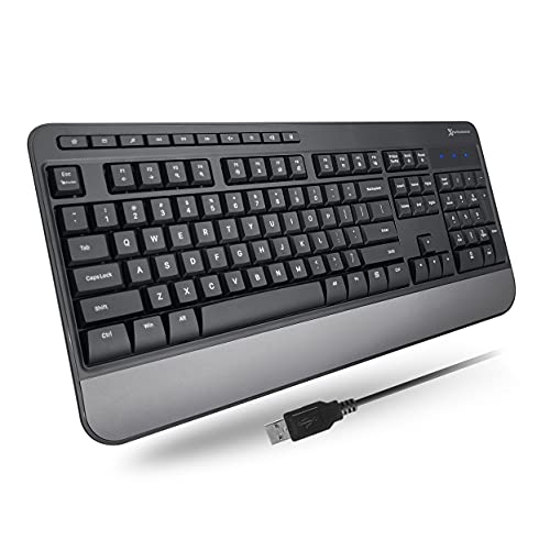 X9 Performance X9 Wired Ergonomic Keyboard - Comfortable Typing - Ergonomic Full Size USB Keyboard with Wrist Rest, Number Pad, Multimedia and 114 Keys - External Computer Keyboard for Laptop, Desktop and Office PC - Image 1