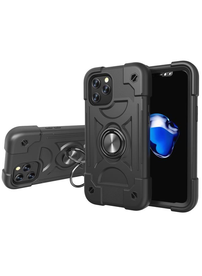 S-TOP Case For iPhone 12 / 12 Pro Shockproof Silicone + PC Protective Case with Dual-Ring Holder - Image 1