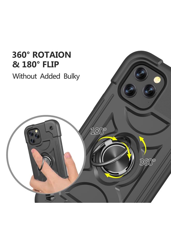 S-TOP Case For iPhone 12 / 12 Pro Shockproof Silicone + PC Protective Case with Dual-Ring Holder - Image 5