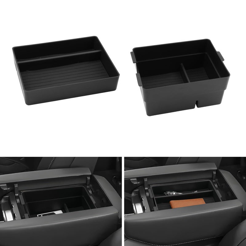 LUWU 2025 2026 Lexus TX Center Console Organizer 2-Pack for 2024 2025 2026 Lexus TX 350/500h/550h+ Accessories Armrest Console Storage Box Glove Organizer Tray ABS Material Black - Image 1