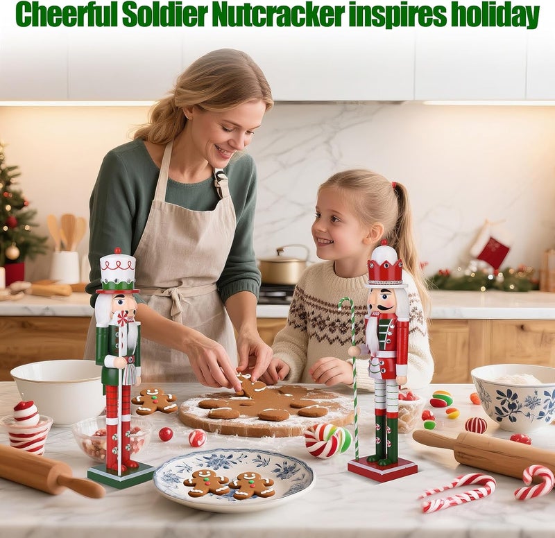 Codesteel Wooden Christmas Soldier Nutcracker Decorations, 15 Inch Xmas Nutcracker Figure Christmas Decor for Home, Shelf, or Party Display (Red) - Image 4
