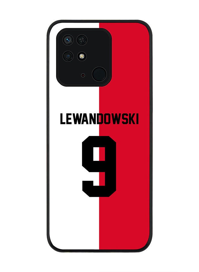 Stylizedd Rugged Black edge case for Redmi 10C 4G  Slim fit Soft Case Flexible Rubber Edges Anti Drop TPU Gel Thin Cover - Football Team - Poland Player Name - Lewandowski - Image 1