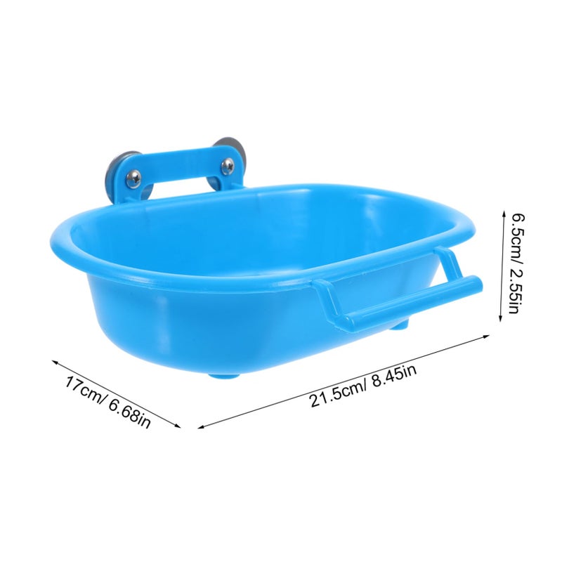 Blue Plastic Bird Bath Holder For Cage Easy To Hang 21 50X17 00X6 50CM Bathing Tub - Image 3