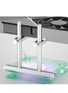 رات سو دعم بطاقة الرسومات  براكيت قابل للتعديل من الألومنيوم المحسّن لدعم بطاقة الرسومات، حامل بطاقة الفيديو  مع حامل بطاقة الرسومات بتصميم مزدوج - فضي بطول 128 مم.  - Image 1