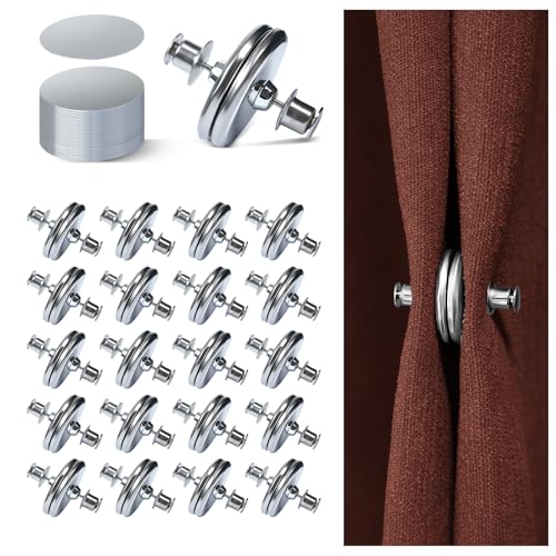 ZNJAVX 20Pairs Curtain Magnets ZNJAVX Curtain Magnets Closure with 20pcs SelfAdhesive Patch Strong Magnetic Curtain Clips to Keep Curtain Closed for Indoor Outdoor Shower Bedroom Office - Image 1