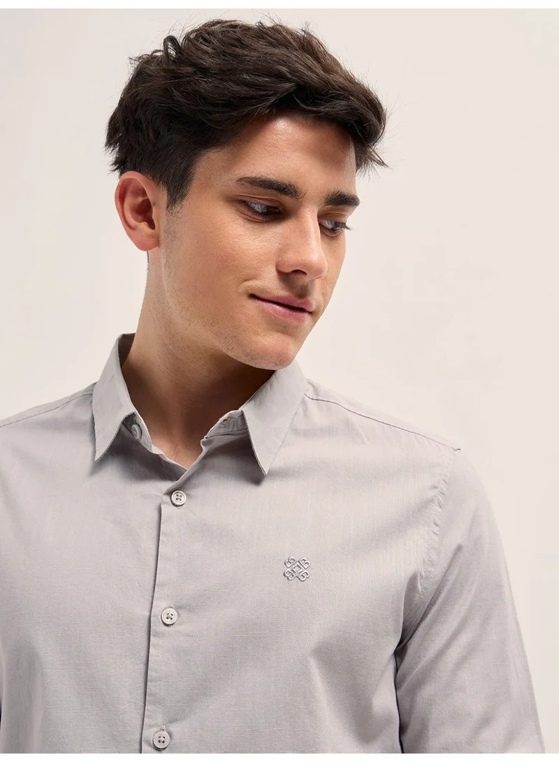 THE BEAR HOUSE Cotton Shirt for Men | Slim Fit, Long Sleeve, Casual or Formal Button-Down | Soft, Breathable Fabric for Work, Everyday, & All-Season Wear in Stylish