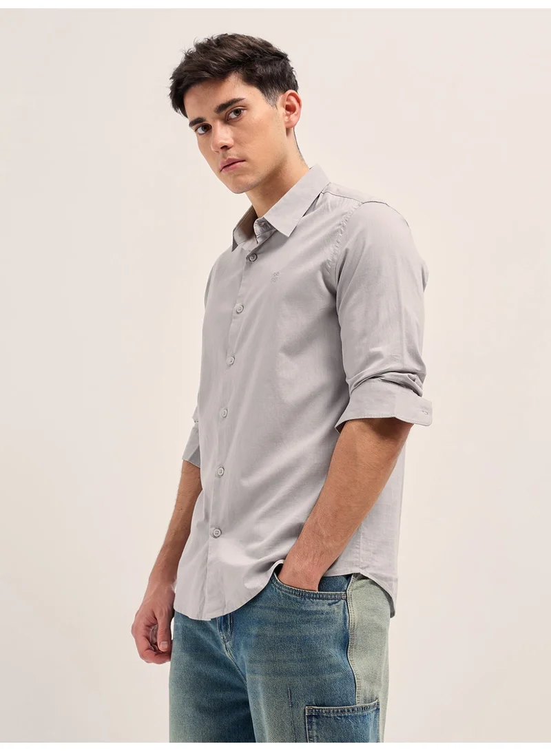 THE BEAR HOUSE Cotton Shirt for Men | Slim Fit, Long Sleeve, Casual or Formal Button-Down | Soft, Breathable Fabric for Work, Everyday, & All-Season Wear in Stylish