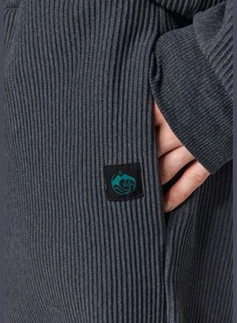 trendyol Anthracite Men's More Sustainable Oversize Textured Tag Detail Sweatpants.