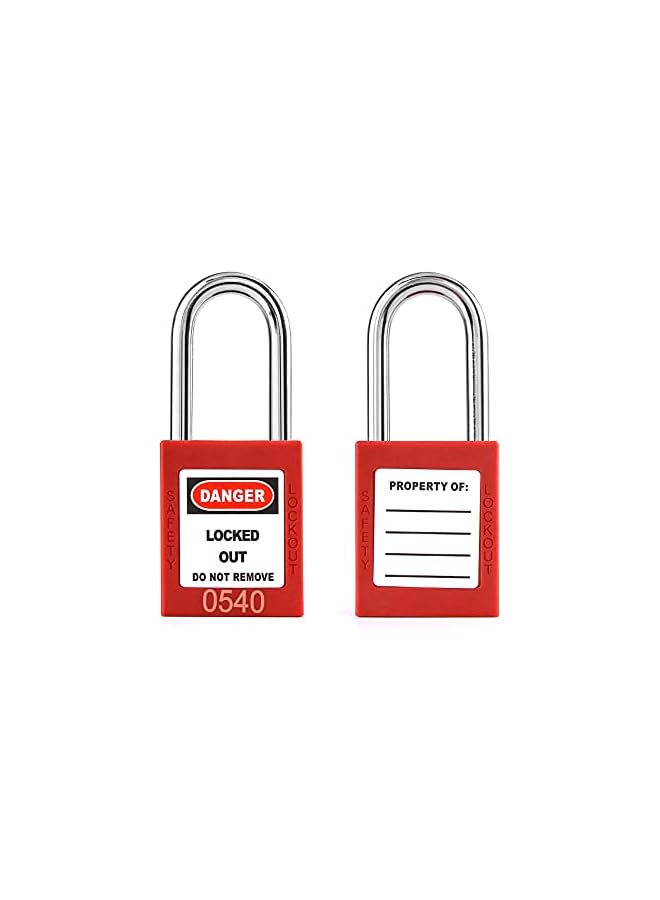 PROMASS PROMASS Safety Lockout Padlock, 5 Padlocks with 10 Keys, Steel Shackle, Red  - Image 3